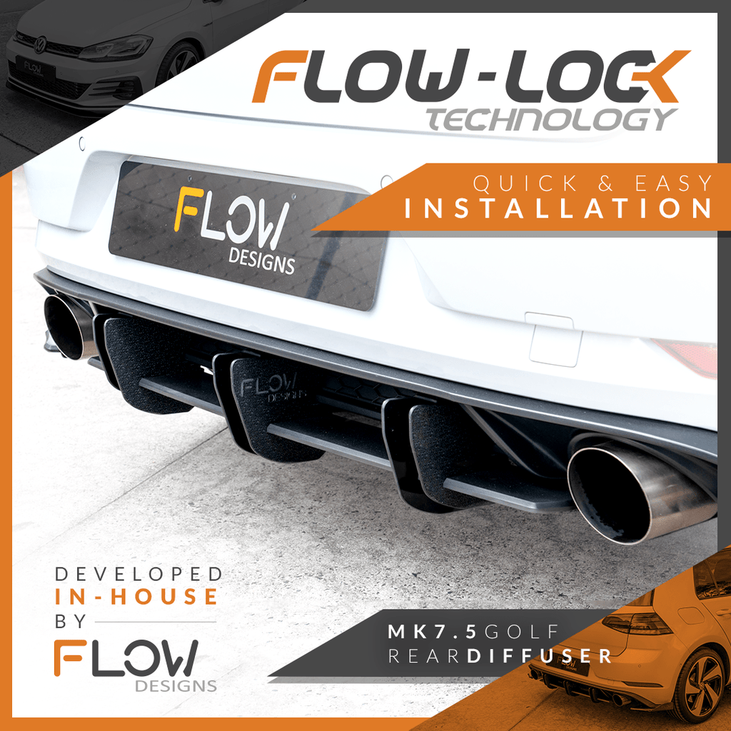 Flow Designs VW MK7.5 Golf GTI Rear Valance & Flow-Lock Diffuser Fins