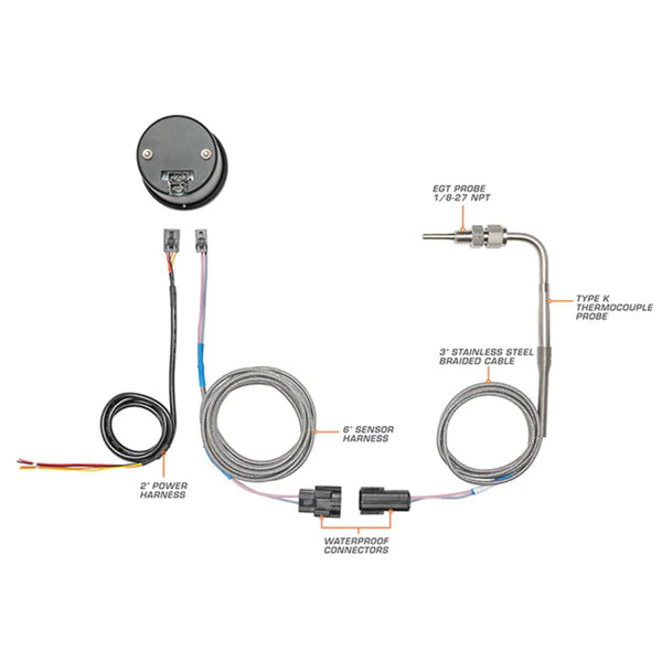 GlowShift Black 7 Color 2400° F Exhaust Gas Temperature Gauge