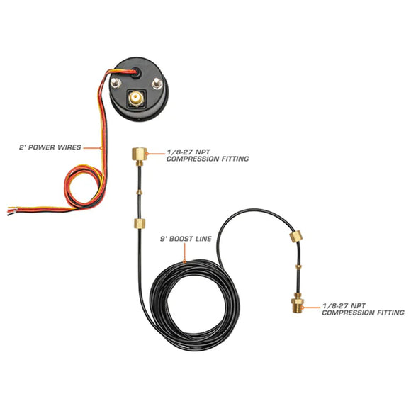 GlowShift Black 7 Color 35 PSI Boost Gauge