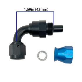 Fuel Line Fitting AN6 PTFE to AN6 Flare Female 90 Degree - 0