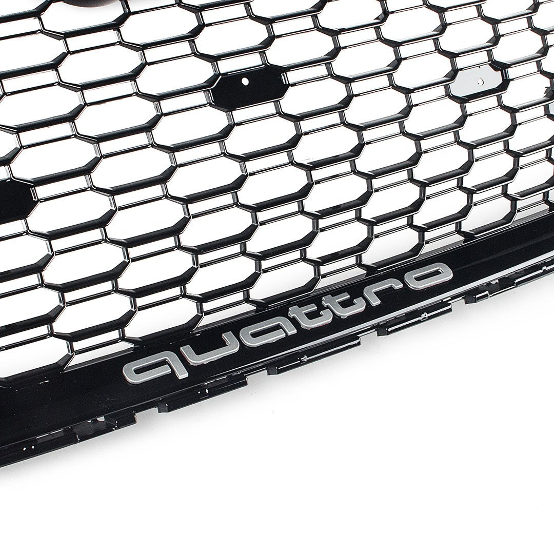 RS style Grille For 8V Facelift A3/S3 - Black w/ Black Surround and Silver Quattro - 0