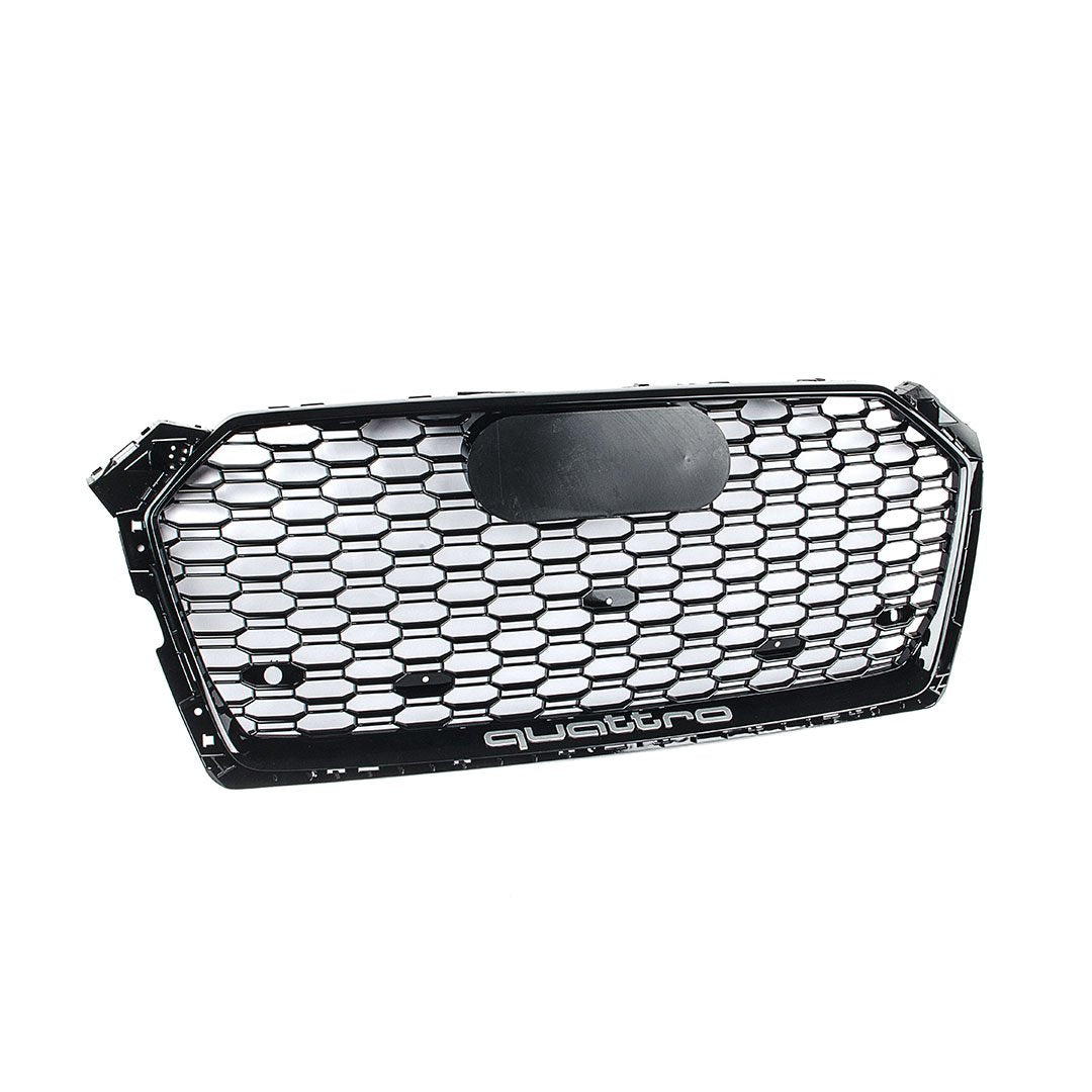 RS Style Grille - 8W A5/S5/RS5 Pre-Facelift - Black With Black Frame - Silver Quattro - 0