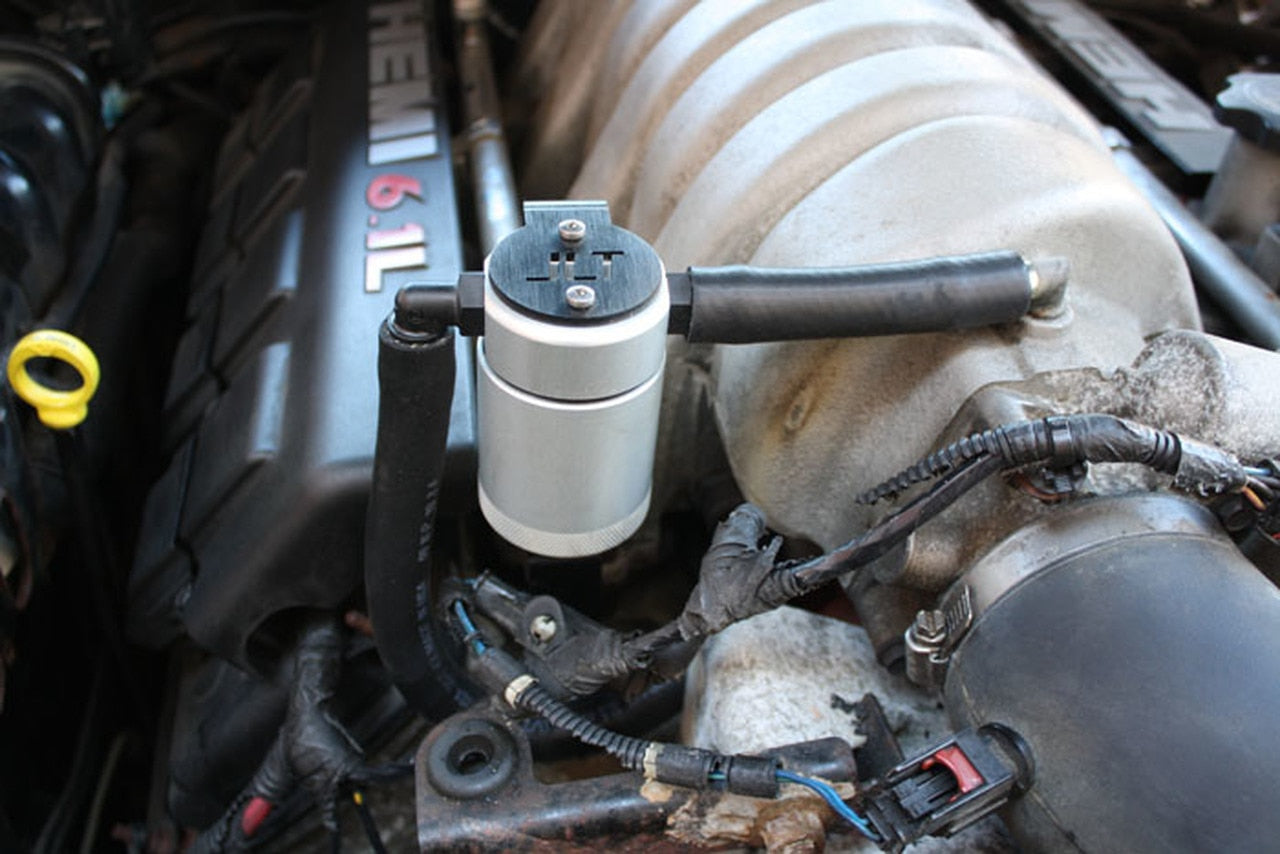 JLT 05-10 Dodge Charger 6.1L Hemi Passenger Side Oil Separator 3.0 - Black Anodized