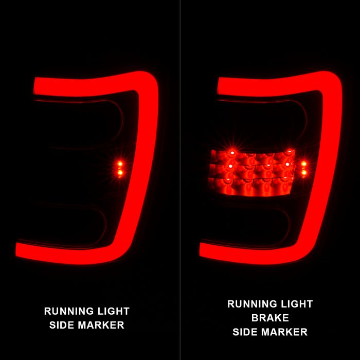 ANZO 1999-2004 Jeep Grand Cherokee LED Tail Lights w/ Light Bar Black Housing Clear Lens - 0