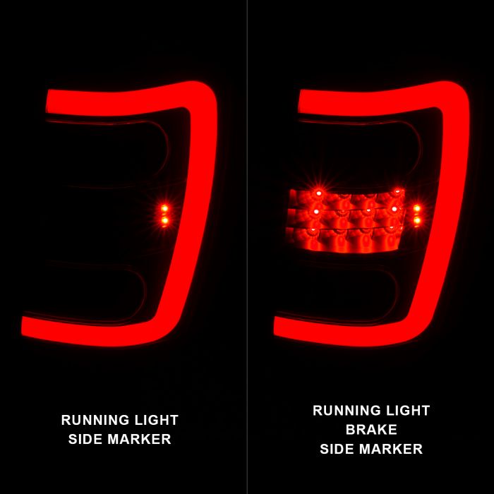 ANZO 1999-2004 Jeep Grand Cherokee LED Tail Lights w/ Light Bar Black Housing Smoke Lens - 0