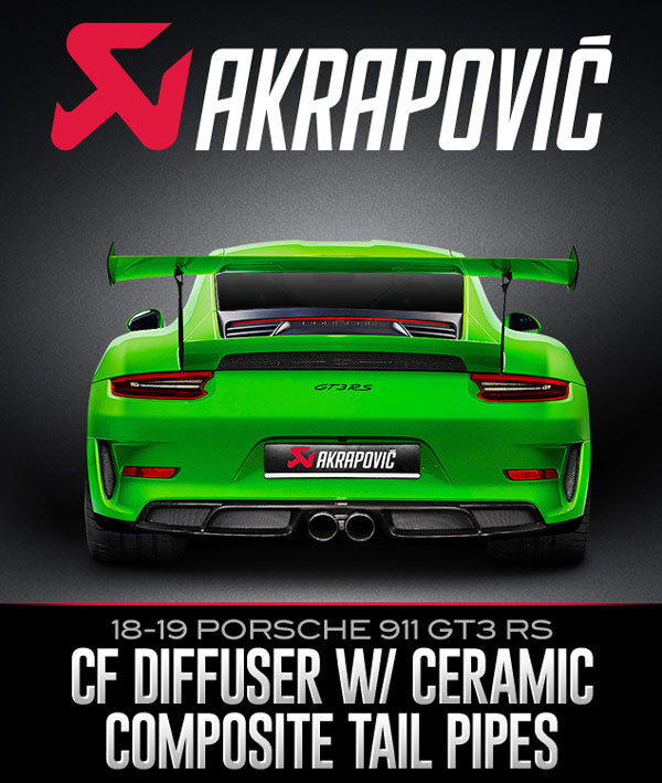 AKRAPOVIČ CARBON FIBER REAR DIFFUSER WITH CERAMIC COMPOSITE TAIL PIPES: 2018–2019 PORSCHE 911 GT3 RS
