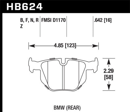 BMW HPS 5.0 Rear Brake Pad Set - Hawk HB624B.642