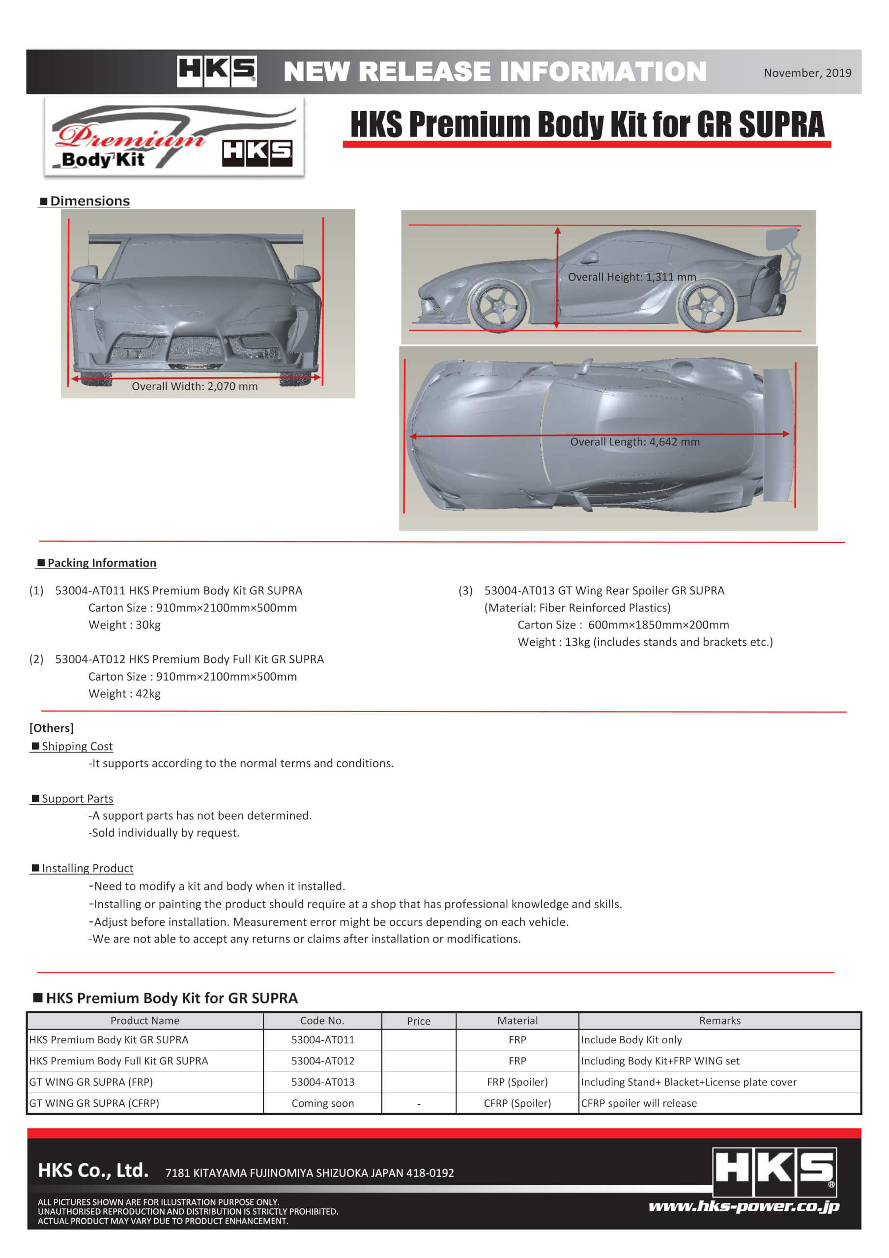 HKS Premium Body Kit GR SUPRA - 0