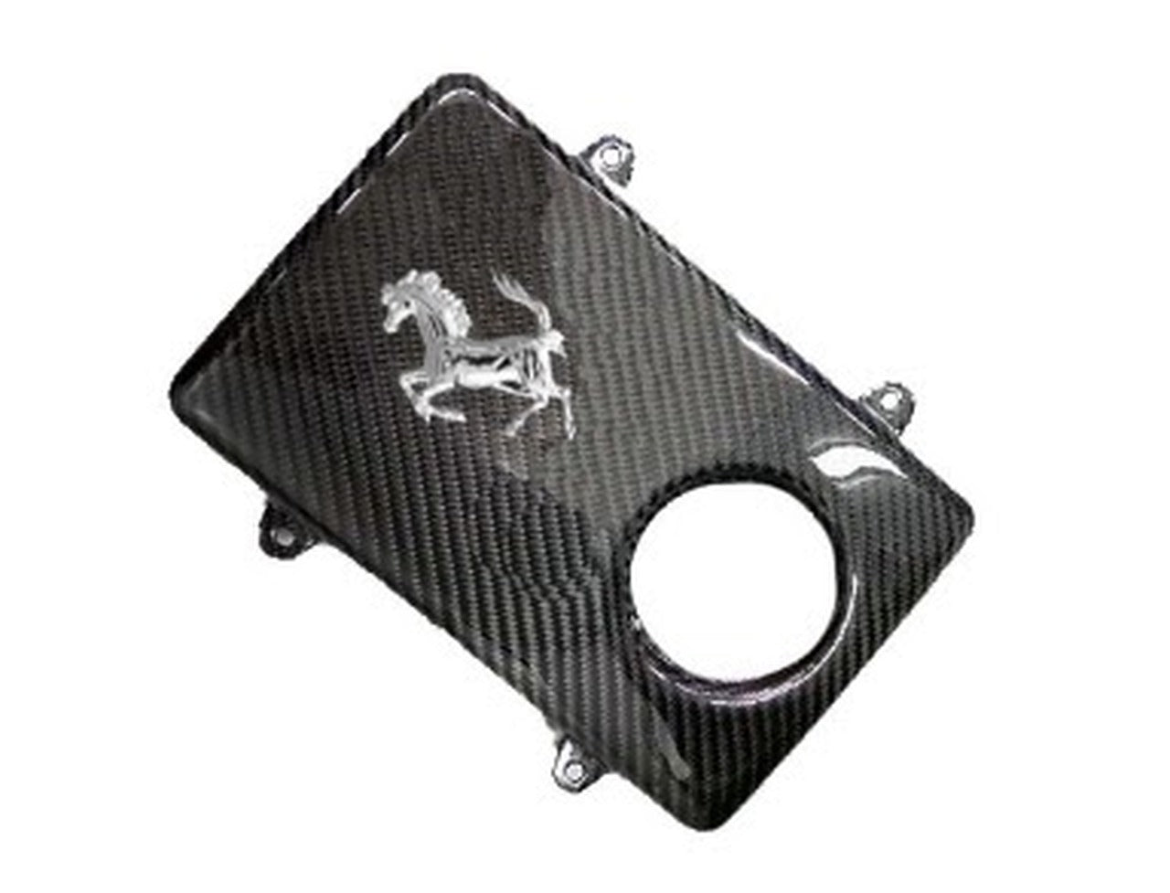 Fabspeed Coolant Tank Cover, Scuderia Style. Flat Top with Cavalino For 16M, Scuderia and later 2009 F430S with Mounting Flanges on Coolant Tank