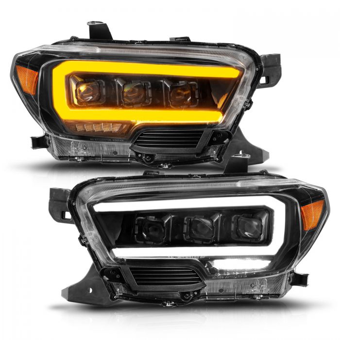 ANZOUSA BLACK LED PROJECTOR PLANK STYLE HEADLIGHTS: 2016–2022 TOYOTA TACOMA