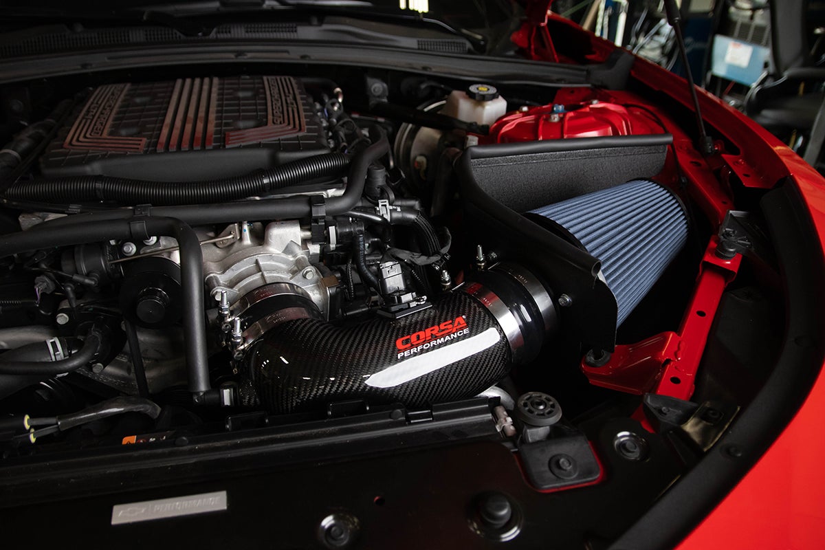 Corsa 17-21 Chevrolet Camaro ZL1 Carbon Fiber Air Intake w/ MaxFlow 5 Oil Filtration - 0