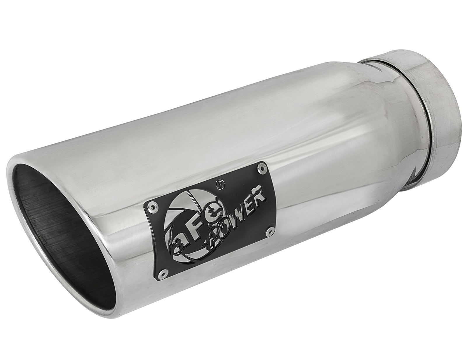 MACH Force-Xp 304 Stainless Steel Clamp-on Exhaust Tip Polished Left Side Exit 4 IN Inlet x 5 IN Outlet x 12 IN L