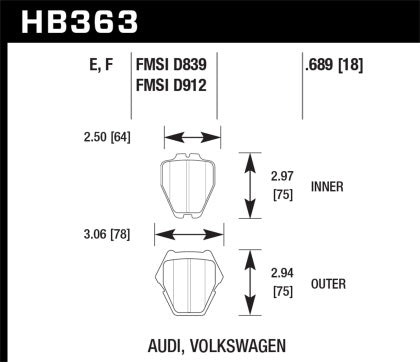 Hawk HPS Front Street Brake Pads B5 S4/A6/Allroad/A8/S6/Passat