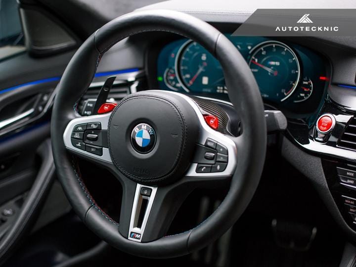 AutoTecknic Replacement Carbon Steering Wheel Top Cover | BMW F90 M5 - 0