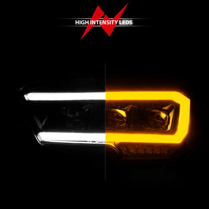 ANZOUSA BLACK LED PROJECTOR PLANK STYLE HEADLIGHTS: 2016–2022 TOYOTA TACOMA - 0