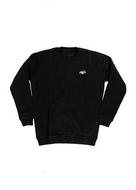 A black 911 RSR 2.1 Turbo crewneck sweater for men. Photo is the front of the sweater with an embroidered 911 RSR 2.1 Turbo. Fabric is a cotton and polyester mix and high quality and fits to size. The style is long sleeve, crew neck, and embroidery on left chest.