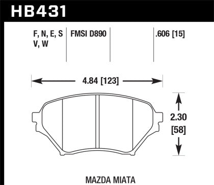 Hawk 01-05 Miata w/ Sport Suspension HP+ Street Front Brake Pads D890 - 0