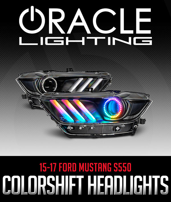 ORACLE LIGHTING DYNAMIC COLORSHIFT BLACK EDITION HEADLIGHTS: 2015–2017 FORD MUSTANG S550