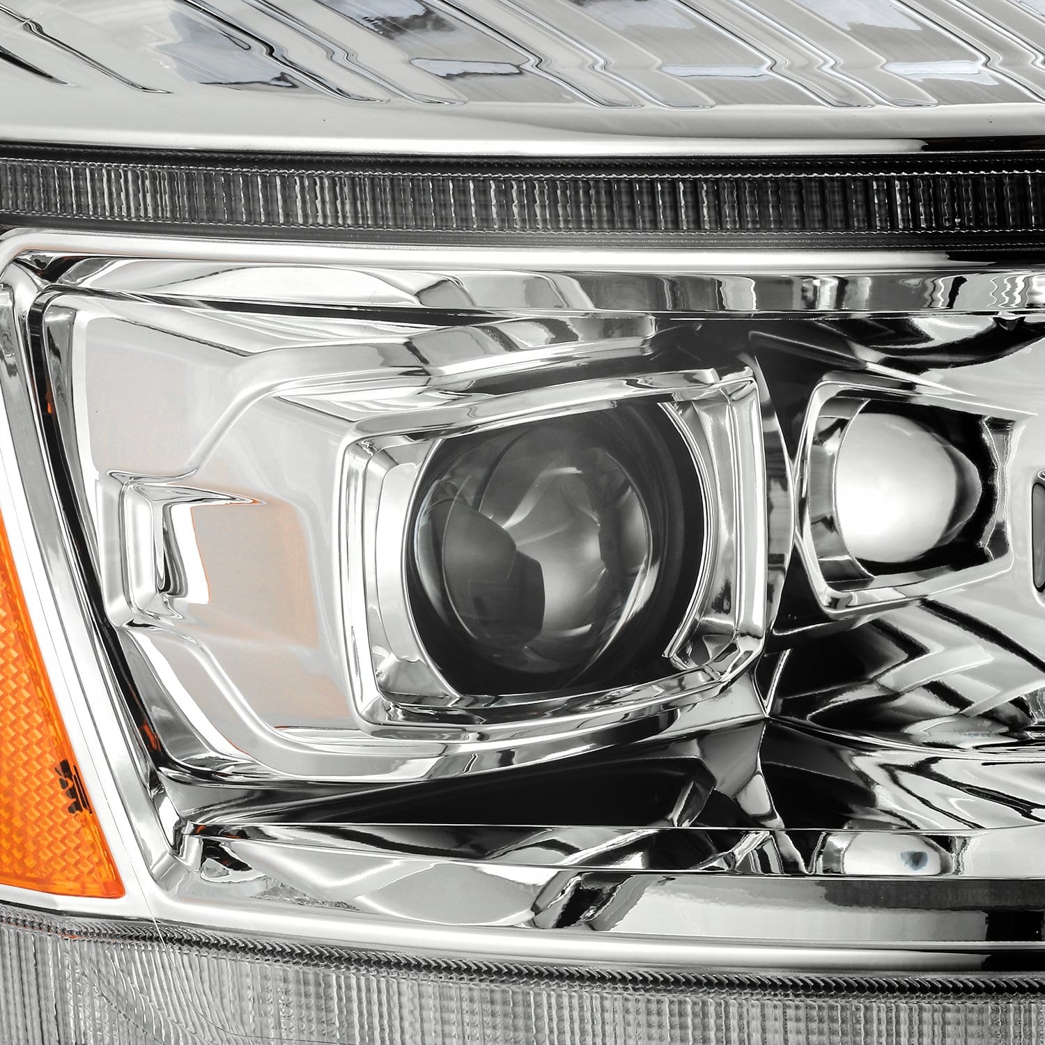 AlphaRex 06-08 Dodge Ram 1500HD LUXX LED Projector Headlights Plank Style Chrome w/Seq Signal/DRL - 0
