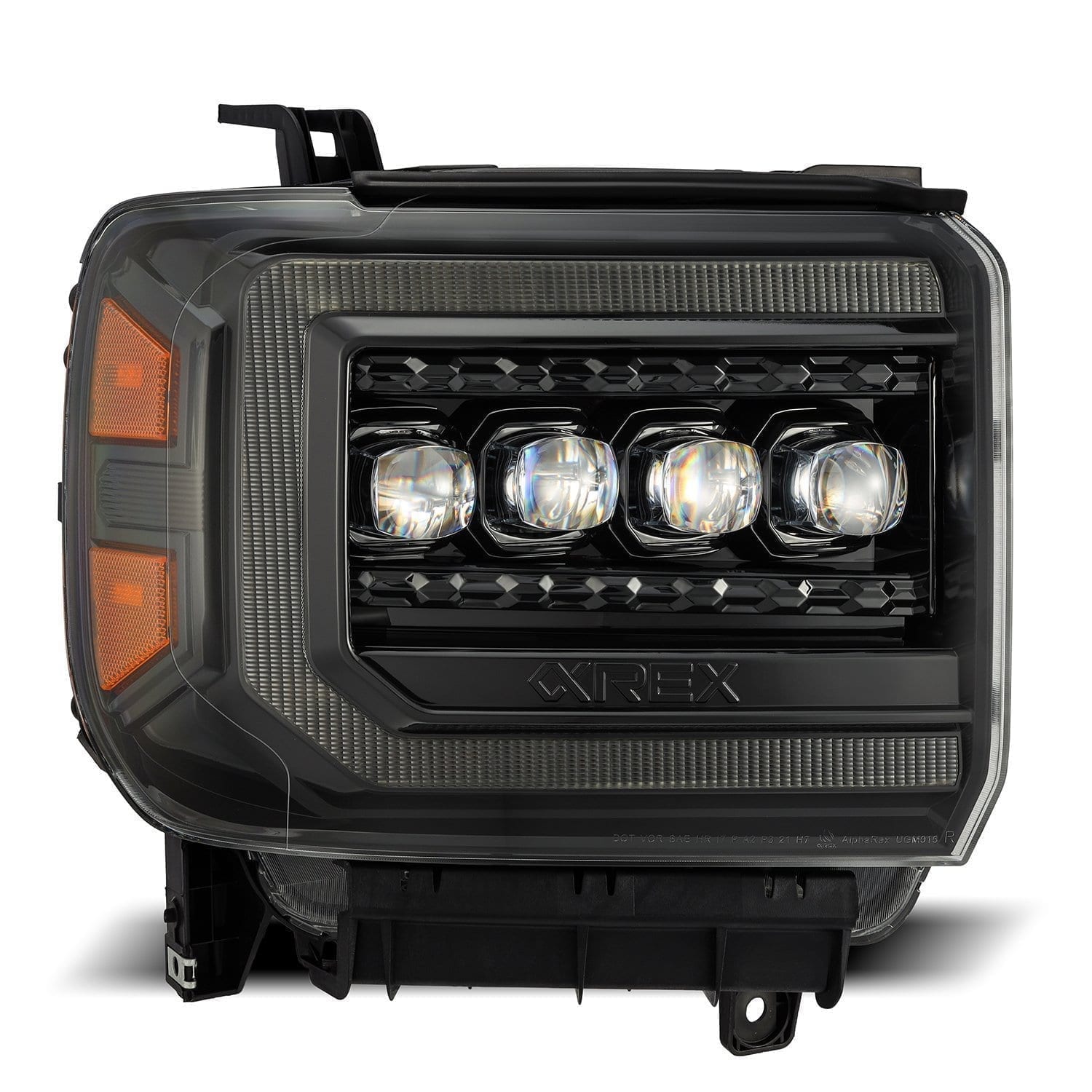 AlphaRex 14-18 GMC Sierra NOVA LED Proj Headlights Plnk Style Alpha Blk w/Activ Light/Seq Signal/DRL - 0