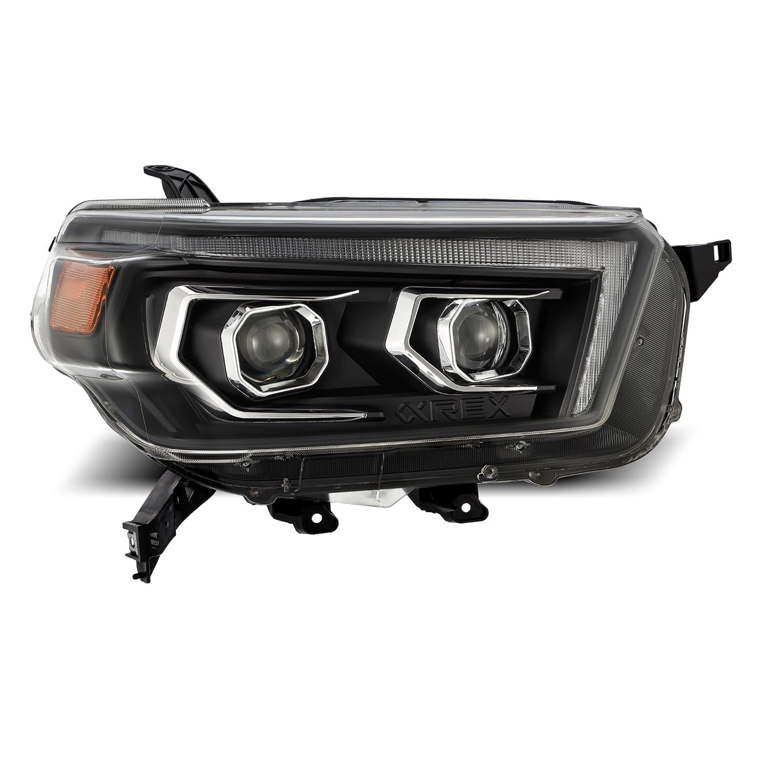 AlphaRex 10-13 Toyota 4Runner LUXX LED Proj Headlights Plank Style Black w/Seq Signal/DRL - 0