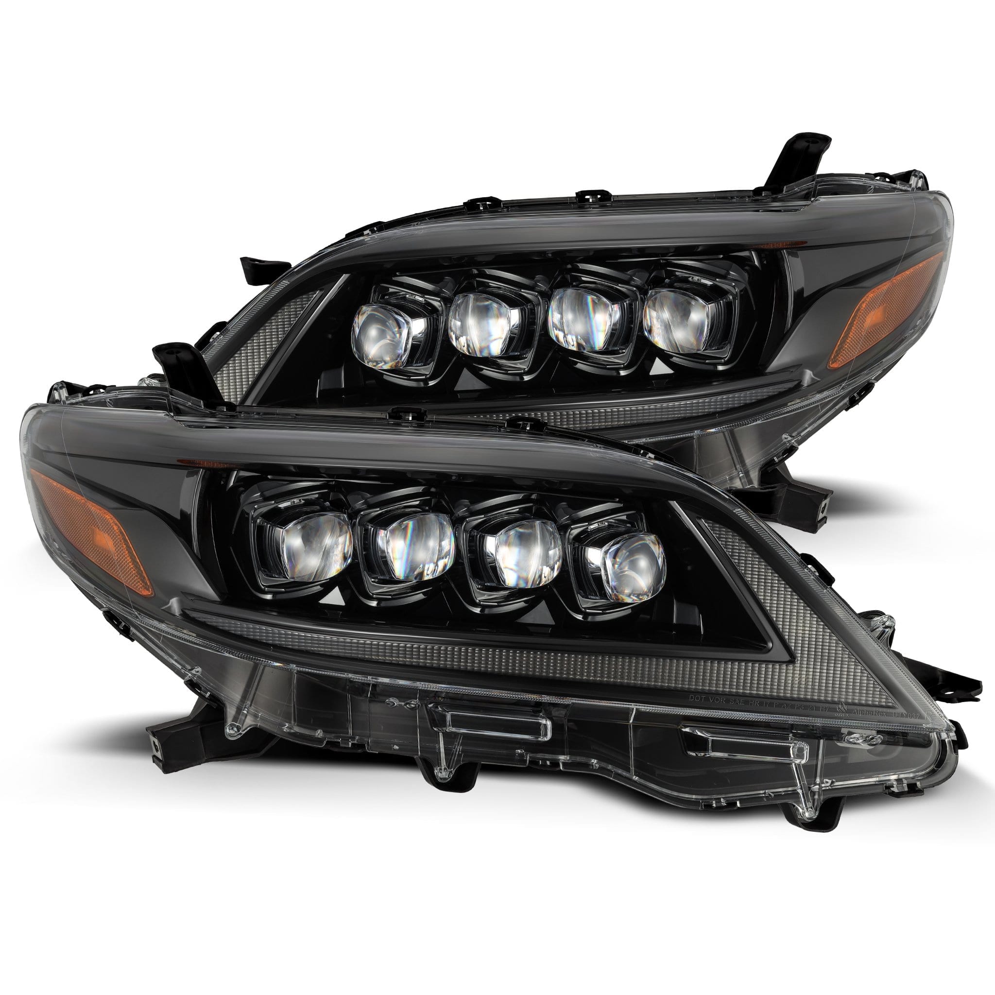 AlphaRex 11-21 Toyota Sienna LUXX LED Proj Headlights Plank Style Alpha Black w/Seq Signal/DRL