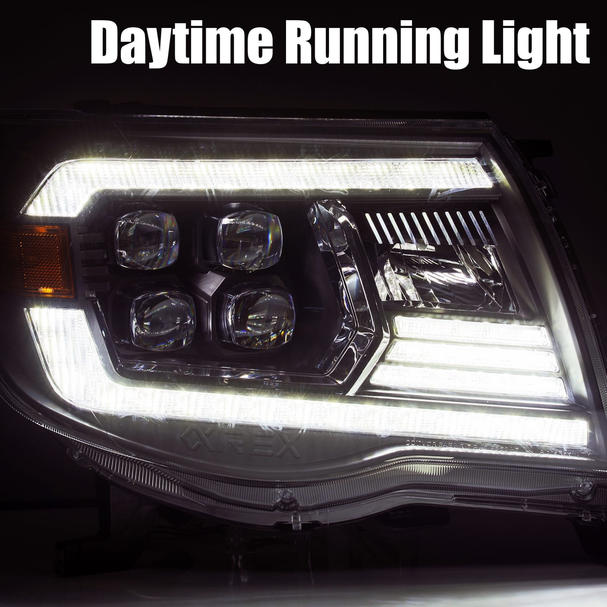 AlphaRex 05-11 Toyota Tacoma NOVA LED Projector Headlights Plank Style Black w/Activation Light/DRL - 0