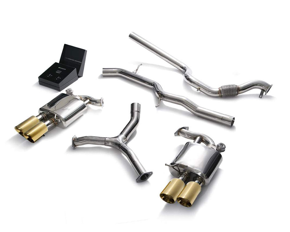 ARMYTRIX Stainless Steel Valvetronic Catback Exhaust System Quad Tips Audi A4 2.0L TFSI B9 4WD 17+