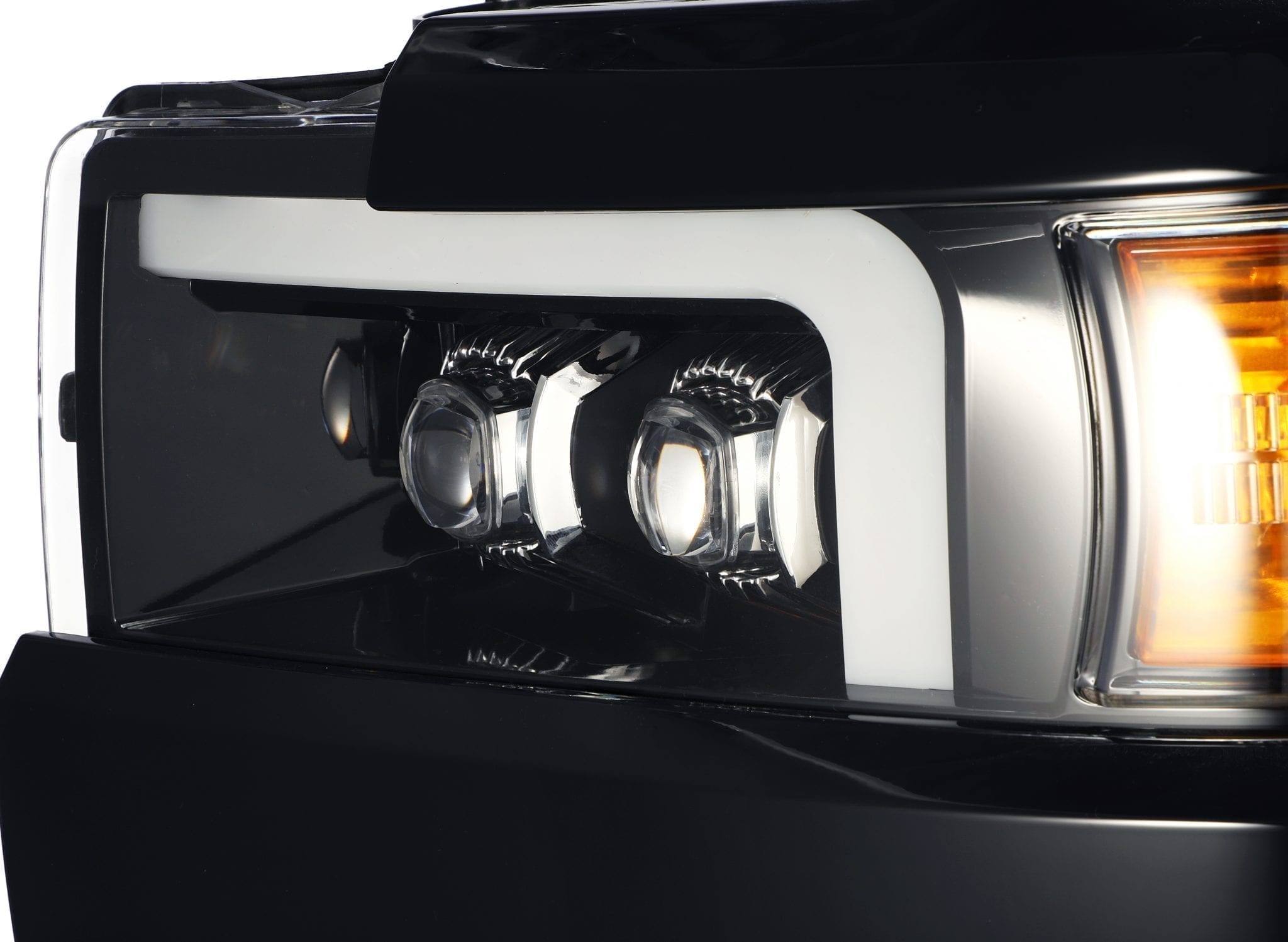 AlphaRex 15-18 Chevy 2500HD NOVA LED Proj Headlight Plank Style Jet Blk w/Activ Light/Seq Signal/DRL - 0