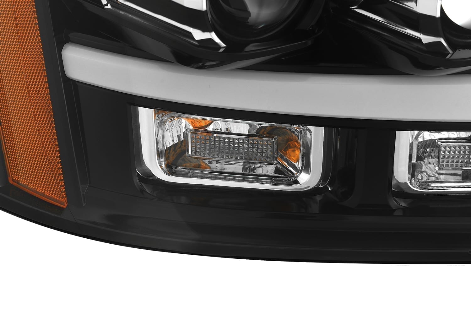 AlphaRex 07-13 Chevy Tahoe PRO-Series Projector Headlights Plank Style Gloss Blk w/Activation Light - 0
