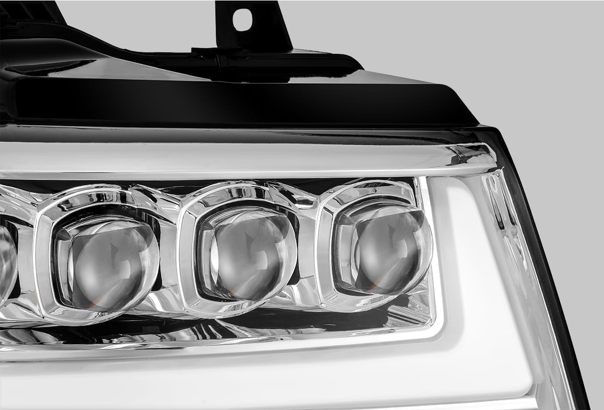 AlphaRex 07-13 Chevy Avalanche NOVA LED Proj Headlights Plank Style Design Chrome w/Activ Light/DRL - 0