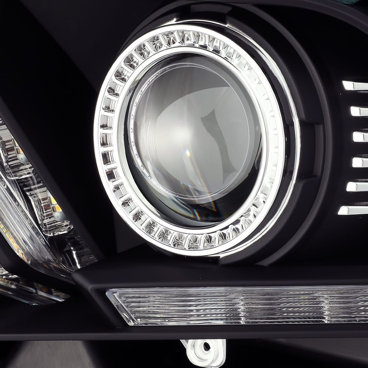 AlphaRex 10-12 Ford Mustang LUXX LED Proj Headlights Plank Style Black w/Activ Light/Seq Signal - 0