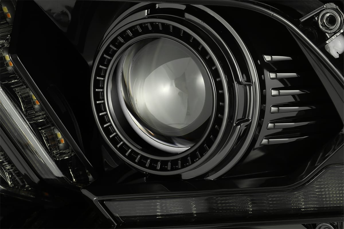 AlphaRex 10-12 Ford Mustang LUXX LED Proj Headlights Plank Style Alpha Blk w/Activ Light/Seq Signal - 0