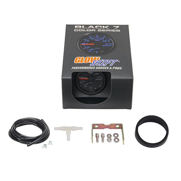 GlowShift Black 7 Color 30 PSI Boost/Vacuum Gauge