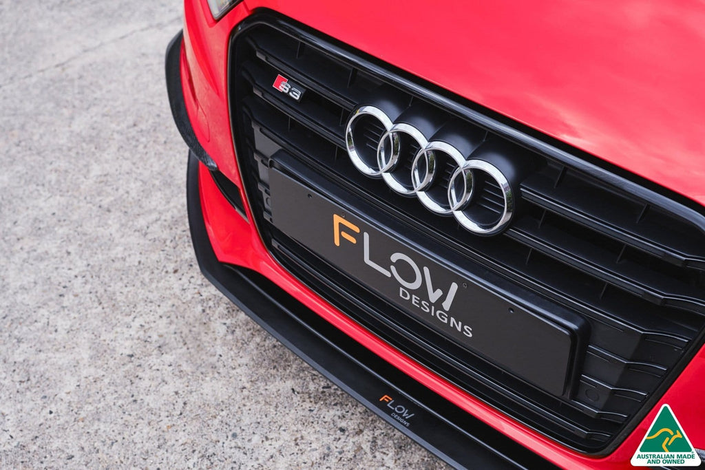 Flow Designs Audi S3 8V PFL Sedan Front Lip Splitter V3 & Mounting Brace