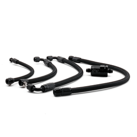 HYBRID RACING 92-2000 CIVIC AND 94-2001 INTEGRA KSWAP BLACK TUCKED FUEL LINE KIT - 0