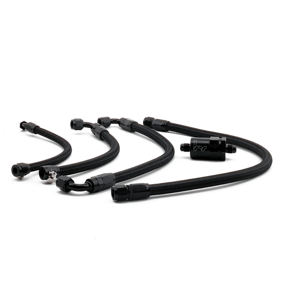 HYBRID RACING 92-2000 CIVIC AND 94-2001 INTEGRA KSWAP BLACK TUCKED FUEL LINE KIT