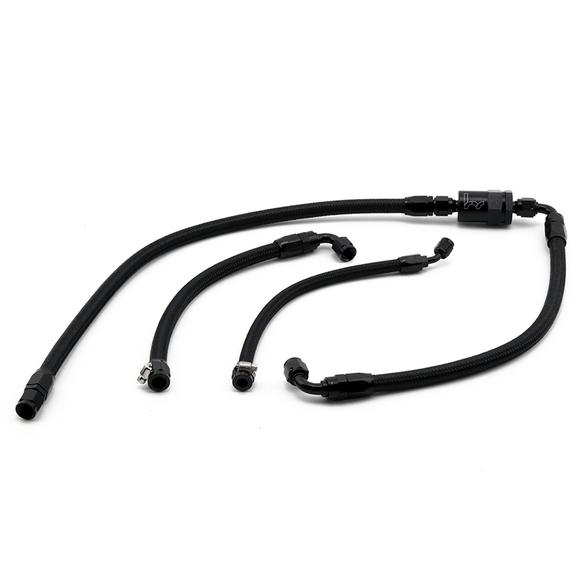 HYBRID RACING 92-2000 CIVIC AND 94-2001 INTEGRA KSWAP BLACK TUCKED FUEL LINE KIT