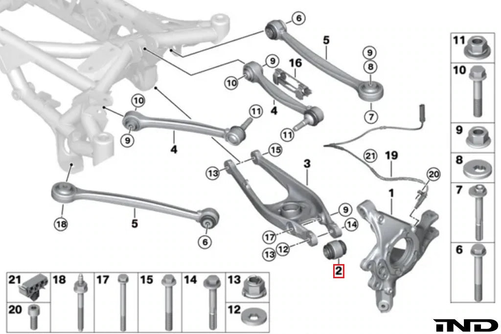 Fall-Line Motorsports G8X / F8X Rear Lower Control Arm Bearing Set - Outer