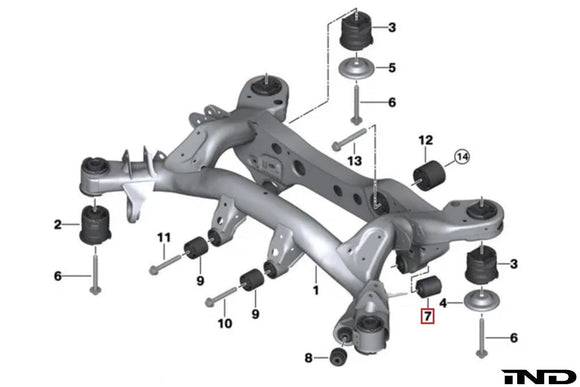 Fall-Line Motorsports E9X M3 / E82 1M Rear Lower Control Arm Cup Subframe Bearing Set