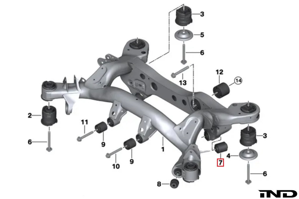 Fall-Line Motorsports G8X / F8X Rear Lower Control Arm Cup Subframe Bearing Set