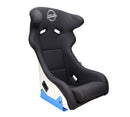 NRG FRP Bucket Seat - White Finish with Arrow Embroidery And Blue Side Mount Bracket-1