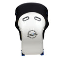 NRG FRP Bucket Seat - White Finish with Arrow Embroidery And Blue Side Mount Bracket-5