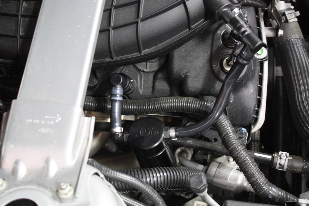 JLT 11-17 Ford Mustang V6 Passenger Side Oil Separator 3.0 - Black Anodized - 0