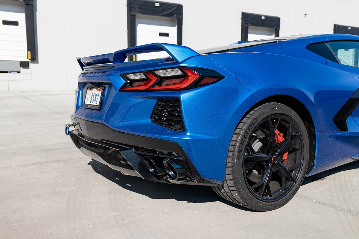 Corsa 2020 Corvette C8 3in Valved Cat-Back 4.5in Blk Quad Tips Fits Factory Perf Exhaust Deletes AFM - 0