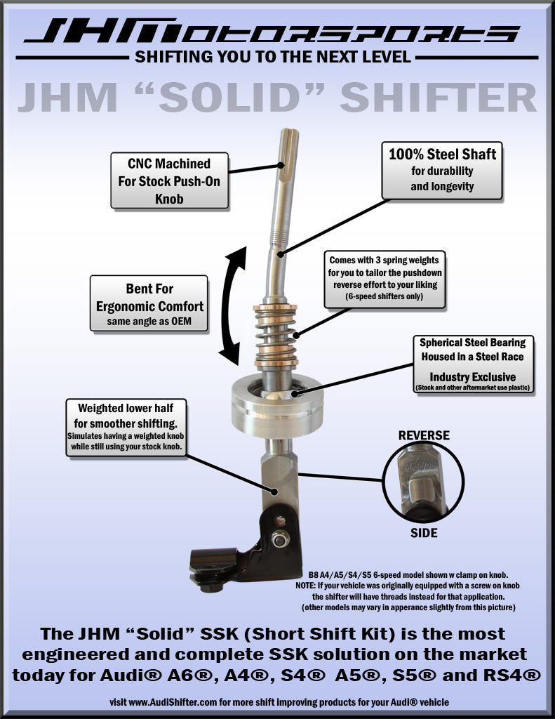 JHM Solid Short Throw Shifter B8 A4/A5/S4 and S5, 2008 - on - 0