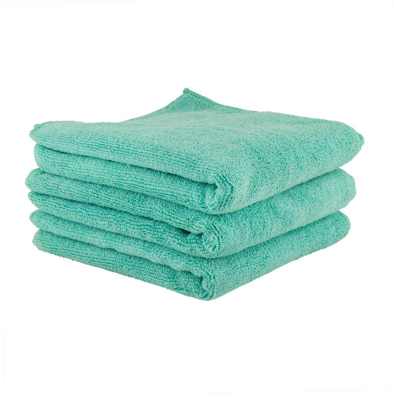 Workhorse Professional Grade Microfiber Towel (Exterior), Green 16" x 16" (3 Pack)