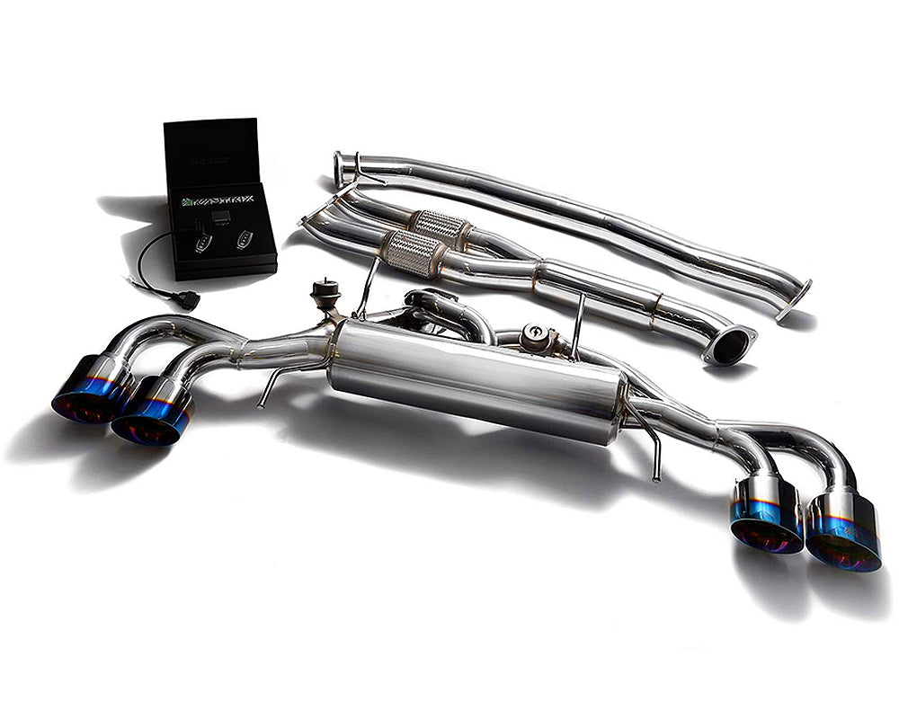 ARMYTRIX Stainless Steel Valvetronic 90mm Catback Exhaust System w/Race Y-Pipe & Quad Blue Coated Tips Nissan GT-R R35 2009-2021