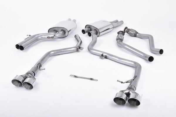 Milltek Non-Resonated Cat Back Exhaust Polished Silver Tips - Audi S5 B8.5 3.0T Supercharged