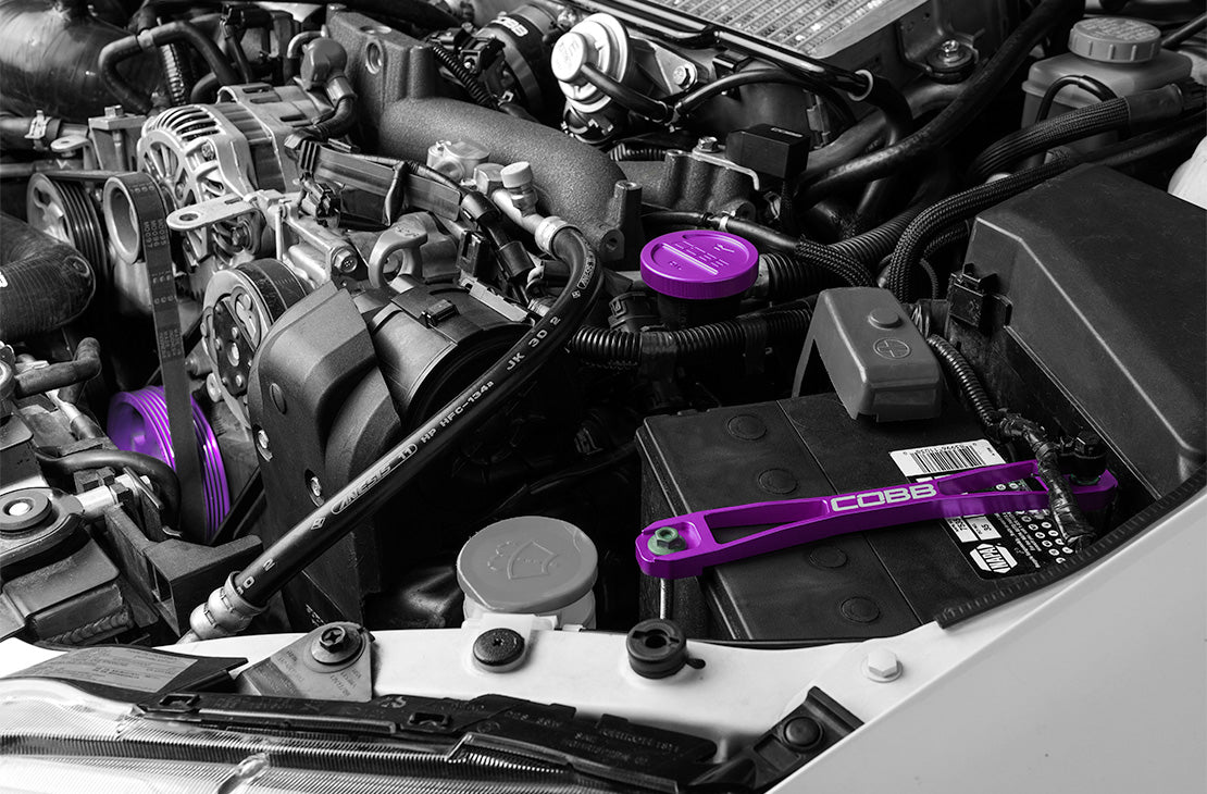 Limited Edition Purple Subaru Main Pulley + Oil Cap + Battery Tie Down